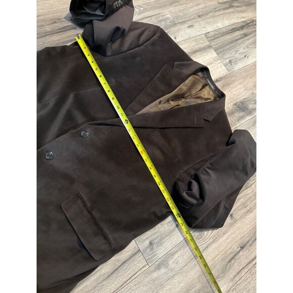 Chaps Brown Mens Blazer 46R Polyester Faux Suede Two-Button Suit Jacket Single V - Picture 12 of 14